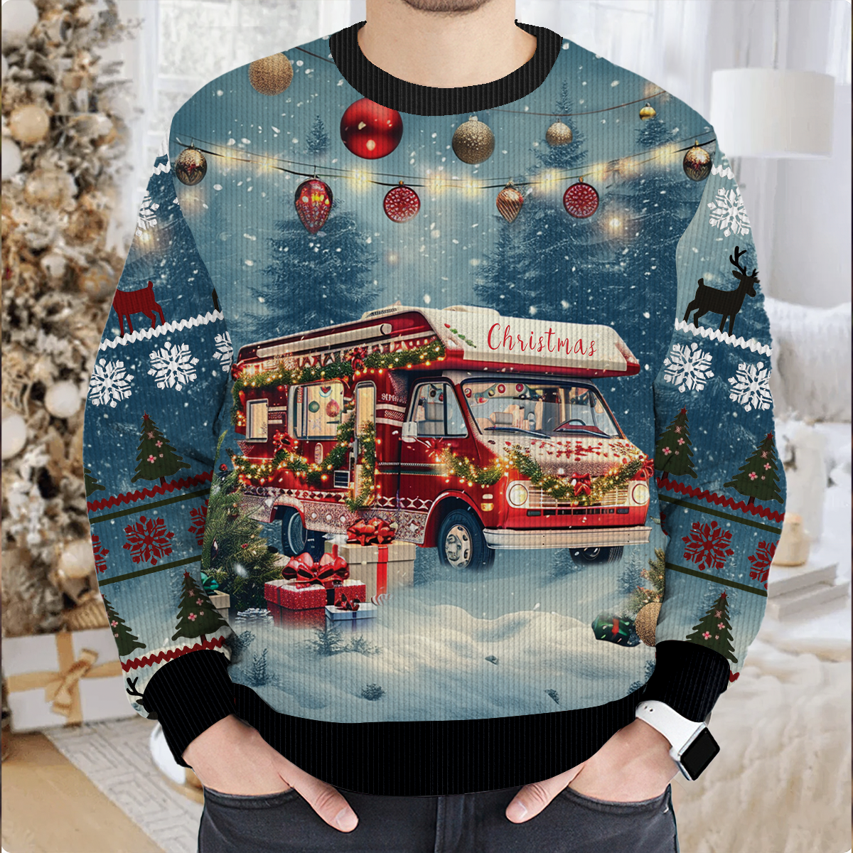 Merry Christmas Vintage Camping RV Ugly Sweater