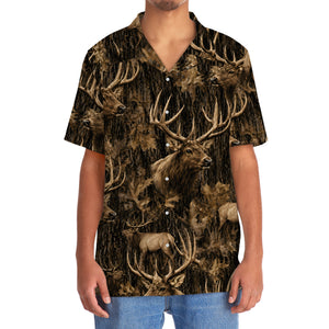 Vintage Elk Art Camo Hawaiian Shirt
