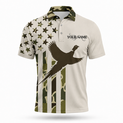 Custom Name Pheasant Hunting Camouflage Style Men Polo Shirt