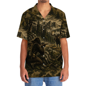 Bigfoot Moose Hunting Camouflage Funny Hawaiian Shirt
