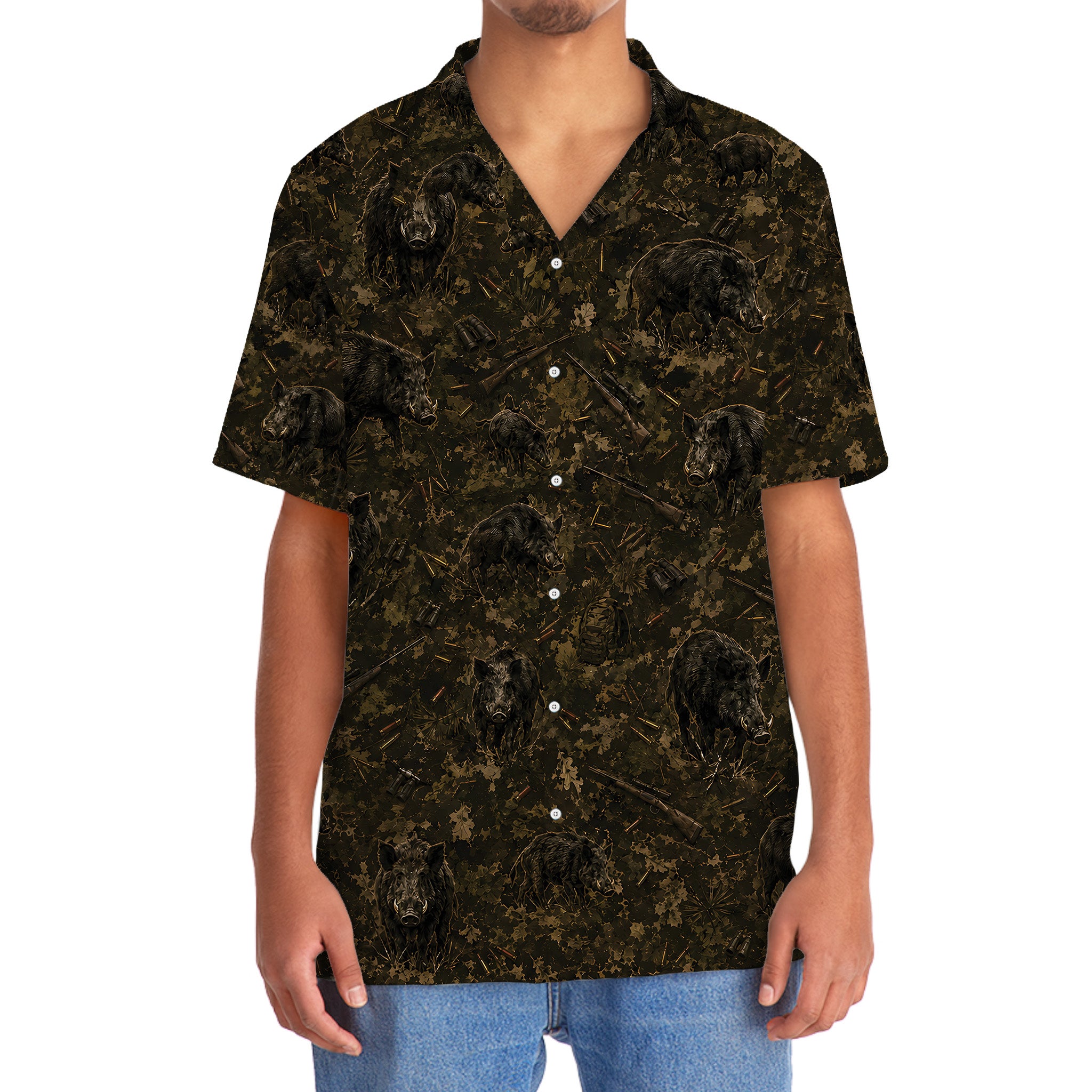 Hog Hunting Camo Hawaiian Shirt