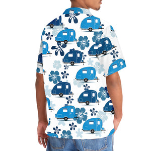 Teardrop Trailer Hibiscus Blue Hawaiian Shirt