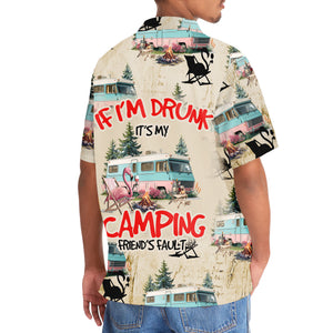 Retro Camper and Campfire Drinking Hawaiian Shirt