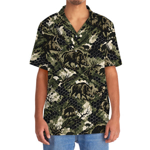 Tactical Hexagonal Wild Hog Hunting Camo Hawaiian Shirt