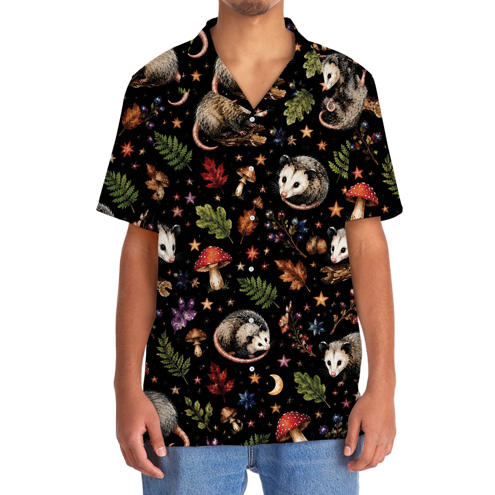Opossum Retro Black Hawaiian Shirt