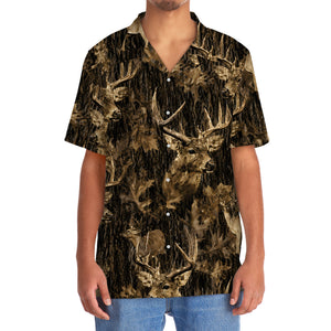 Vintage Deer Art Camo Hawaiian Shirt