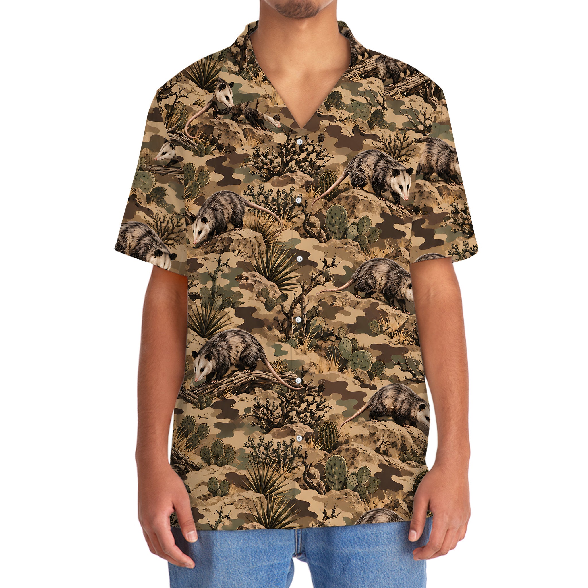 Desert Opossum Camo Pattern Hawaiian Shirt