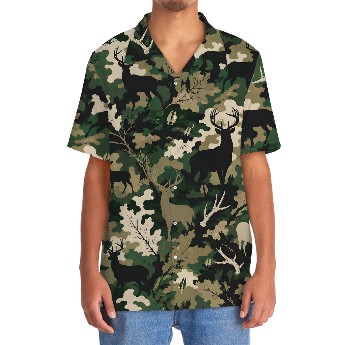 Woodland Deer Camo Hawaiian Shirt