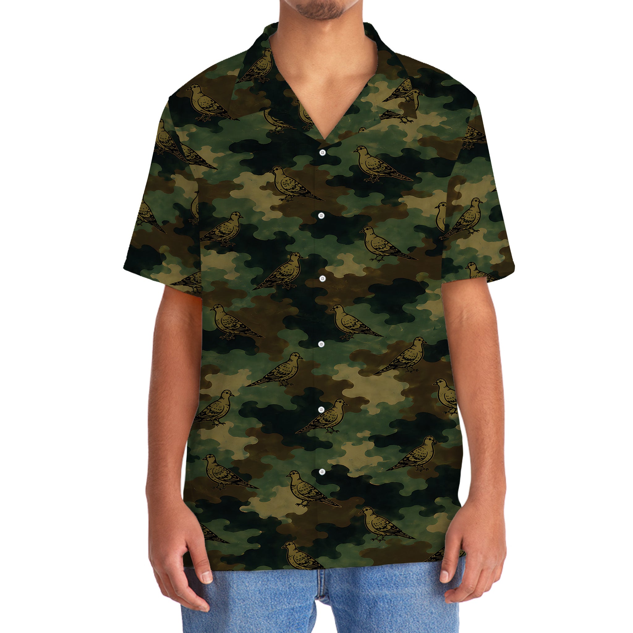 Mourning Dove Camouflage Millitary Hawaiian Shirt