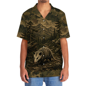 Opossum Forest Camouflage Dark Hawaiian Shirt