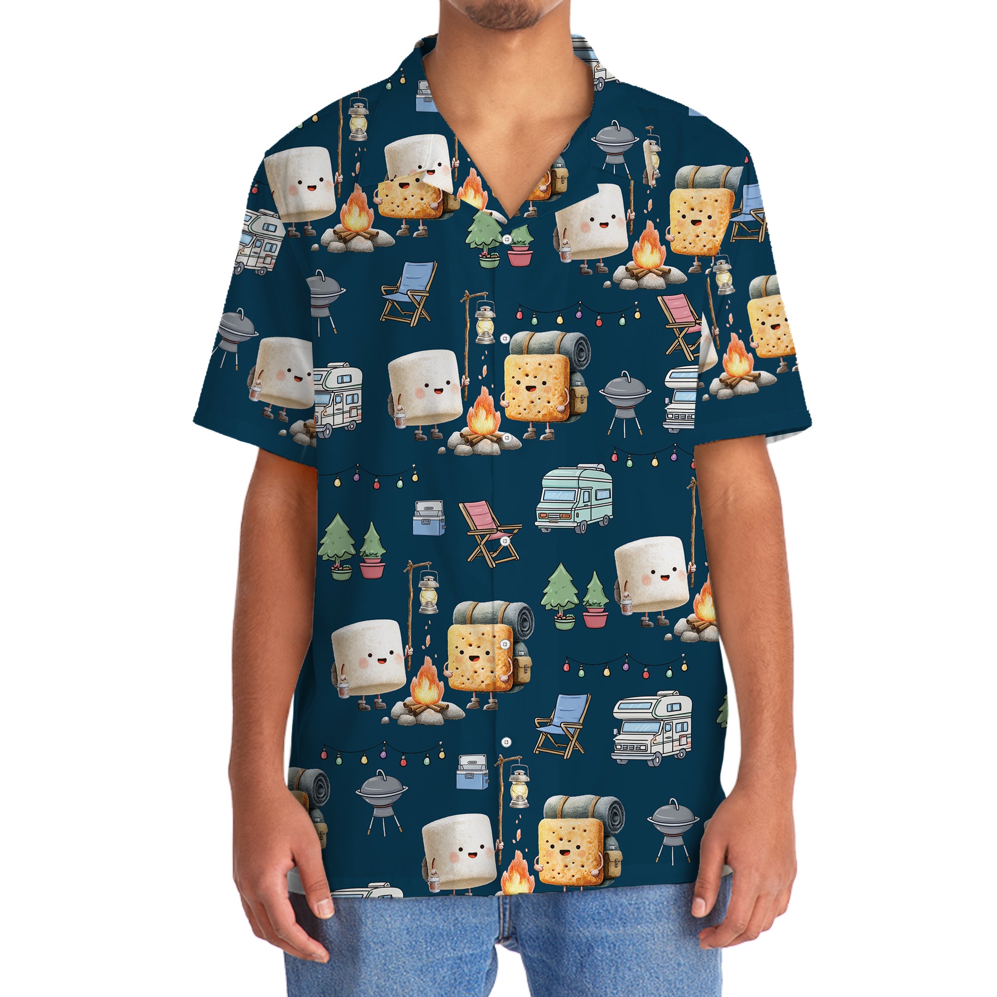 Angry Marshmallow On Fire Hawaiian Shirt