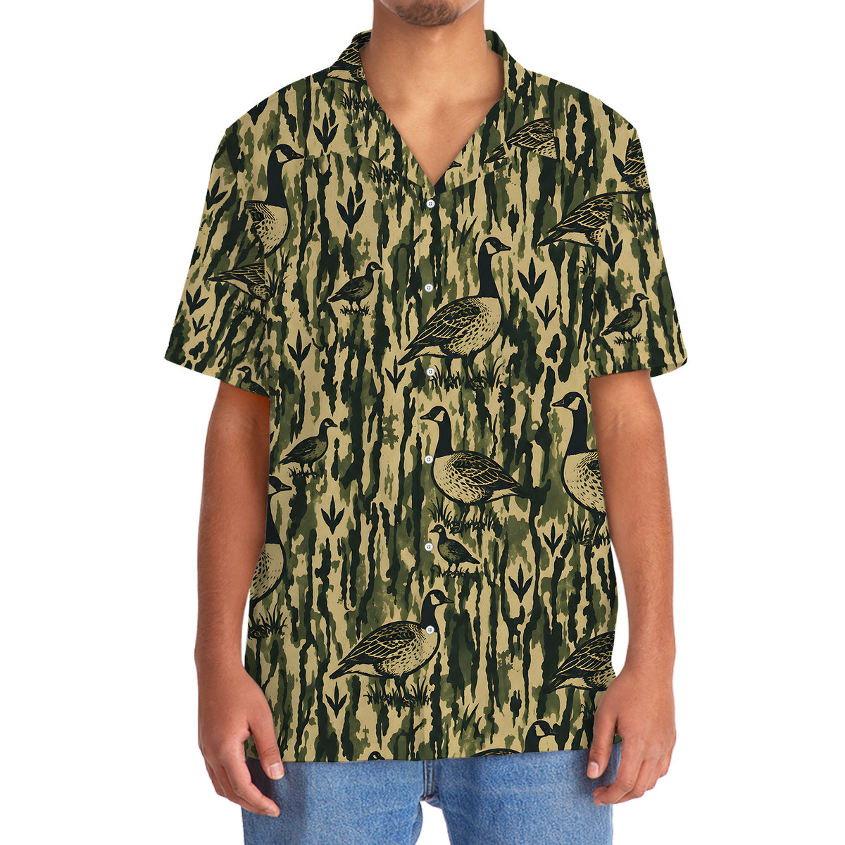 Goose Stripe Camouflage Hawaiian Shirt