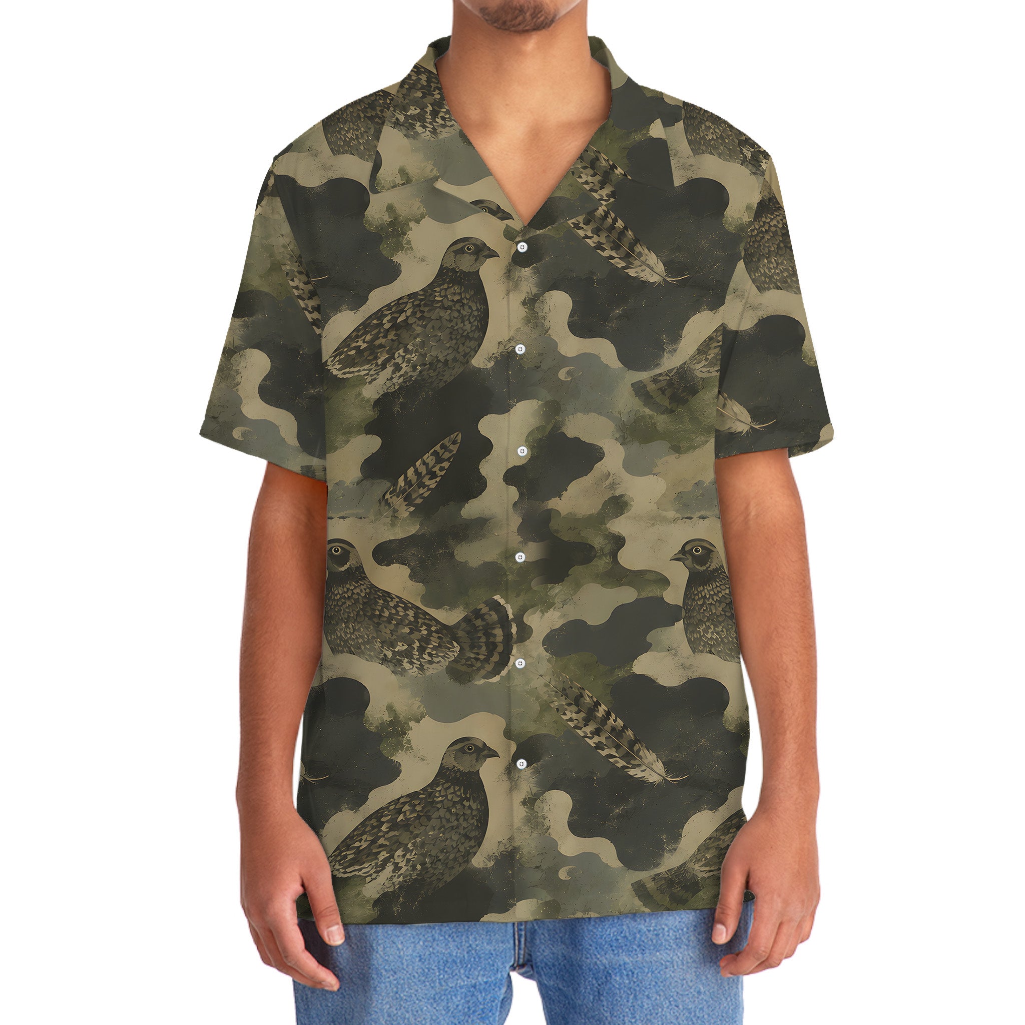 Grouse Camouflage Graphic Pattern Hawaiian Shirt