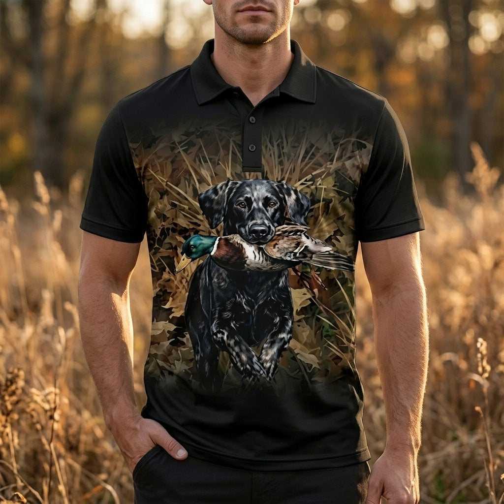 Duck Hunting Setter Dog Polo Men Shirt