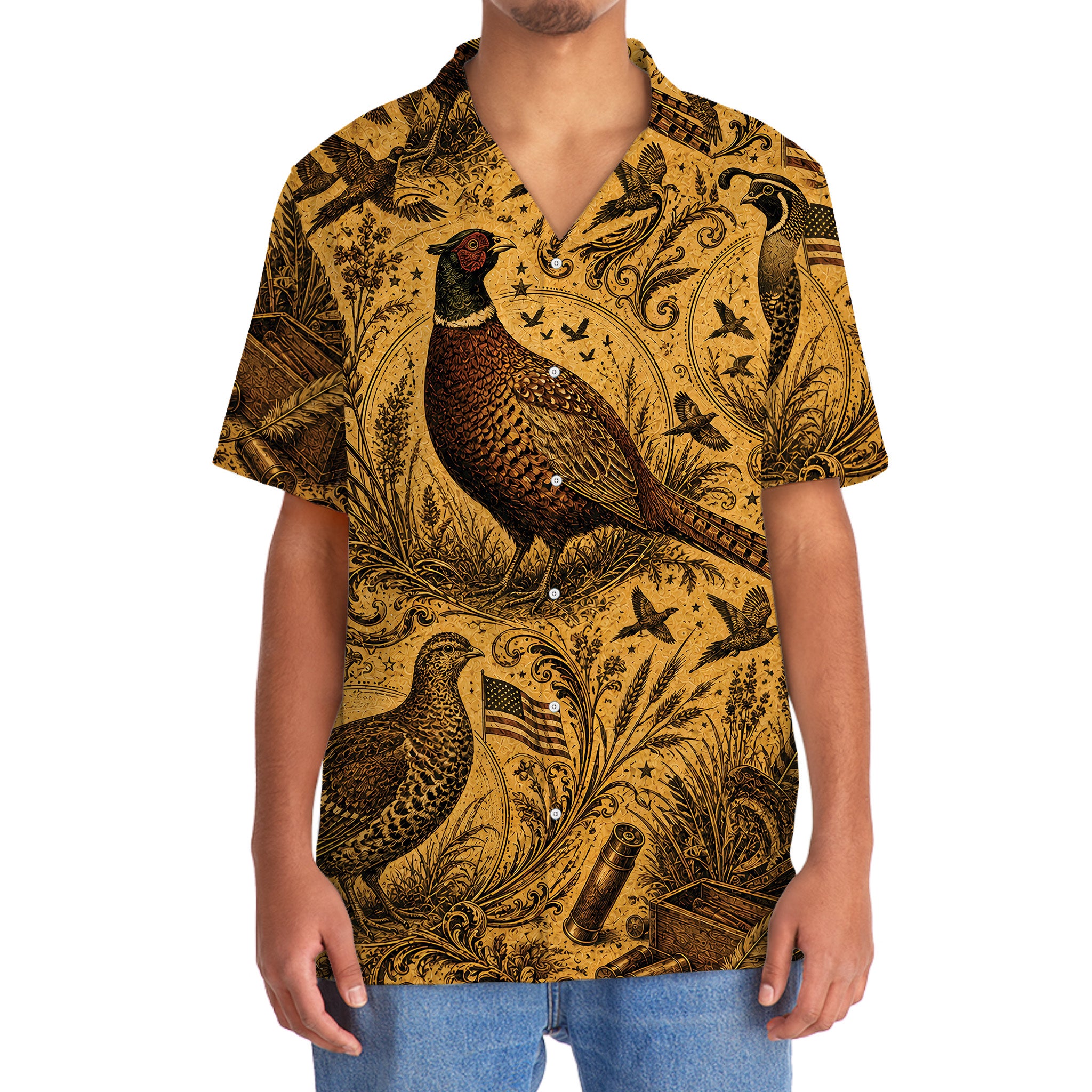 Upland Bird Hunting Legend Vintage Art Hawaiian Shirt