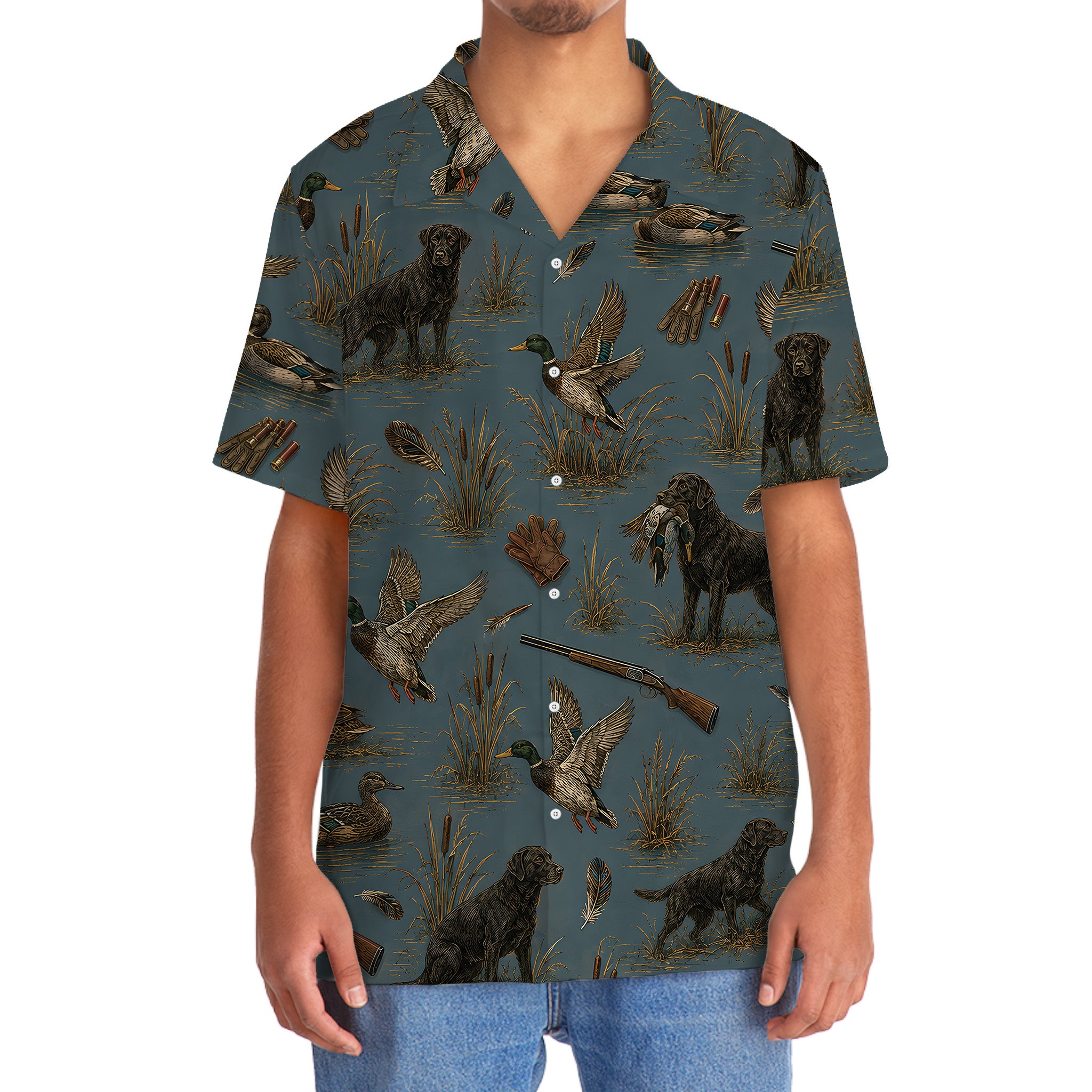 Vintage Slate Duck Hunt Hawaiian Shirt