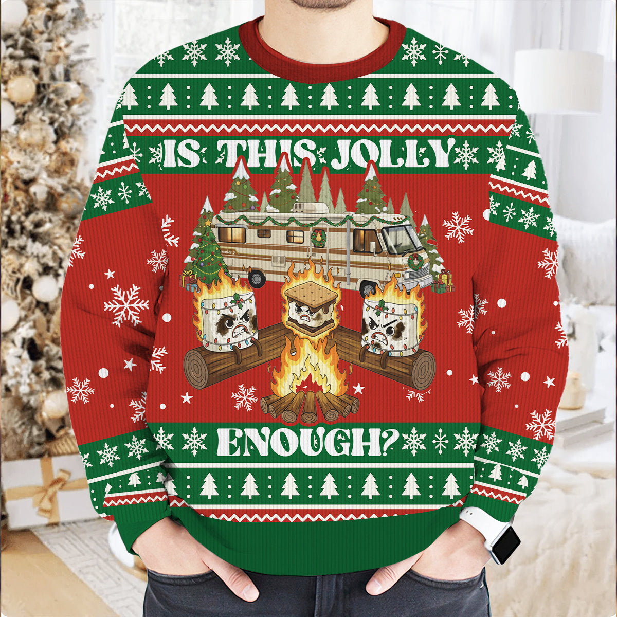 Jolly Burnt Marshmallow Ugly Sweater