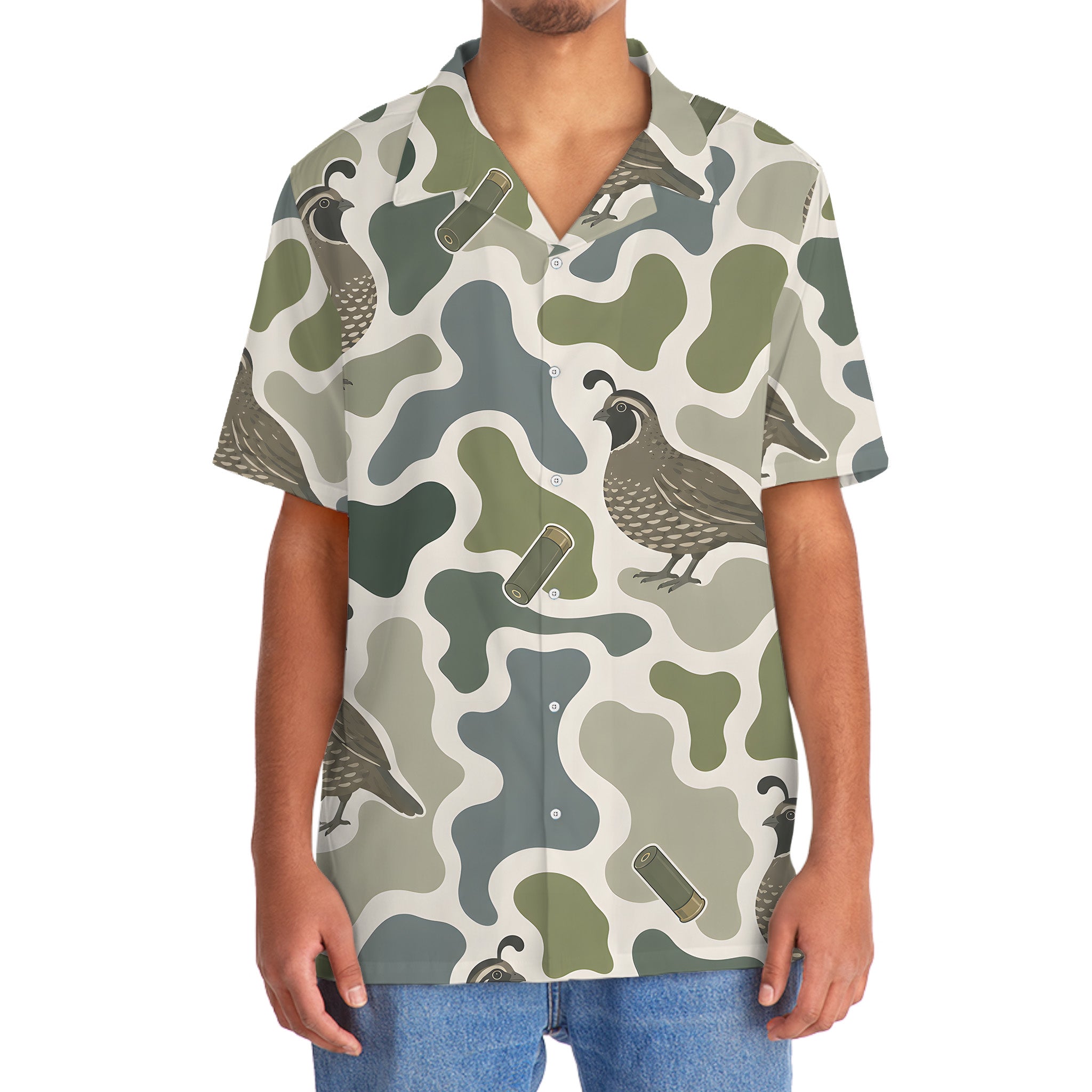Quail Camouflage Hunting Funny Pattern Hawaiian Shirt