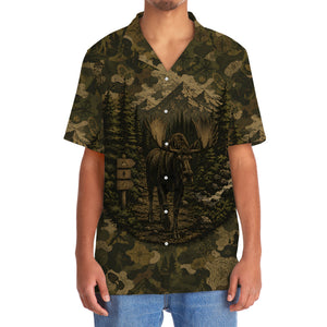 Moose Forest Camouflage Dark Hawaiian Shirt