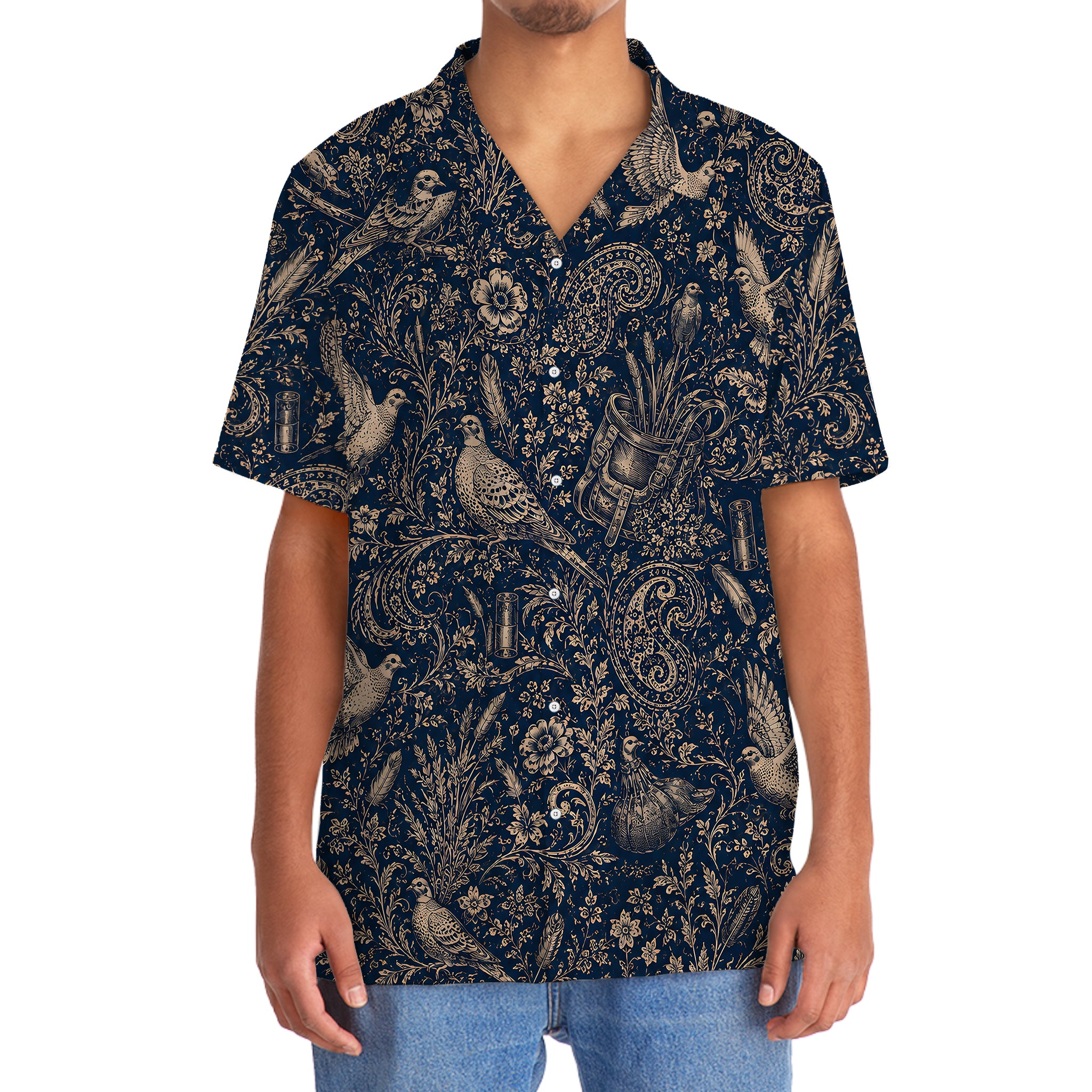 Midnight Dove Hunting Paisley Hawaiian Shirt