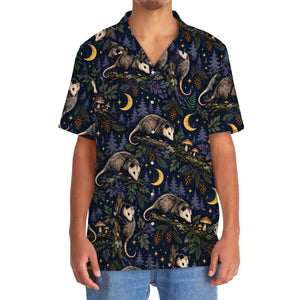 Moonlit Opossum Forest Pattern Hawaiian Shirt