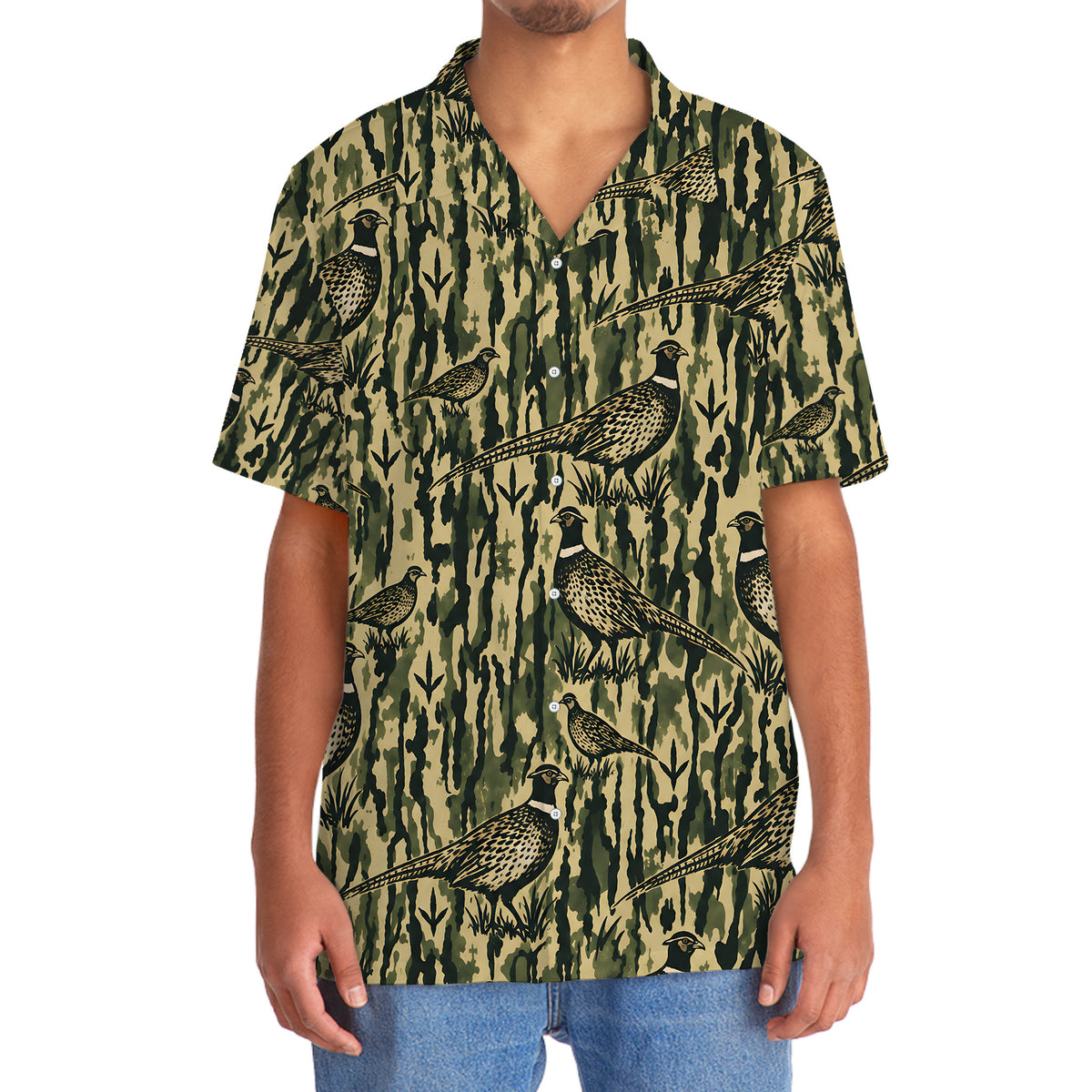 Pheasant Stripe Camouflage Hawaiian Shirt