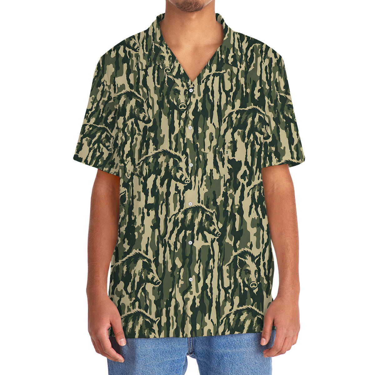 Hog Stripe Camouflage Hawaiian Shirt