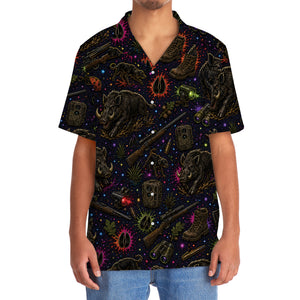 Retro Wild Hog Hunting Colorful Hawaiian Shirt