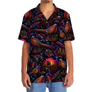 Midnight Wild Pheasant Hunting Neon Hawaiian Shirt