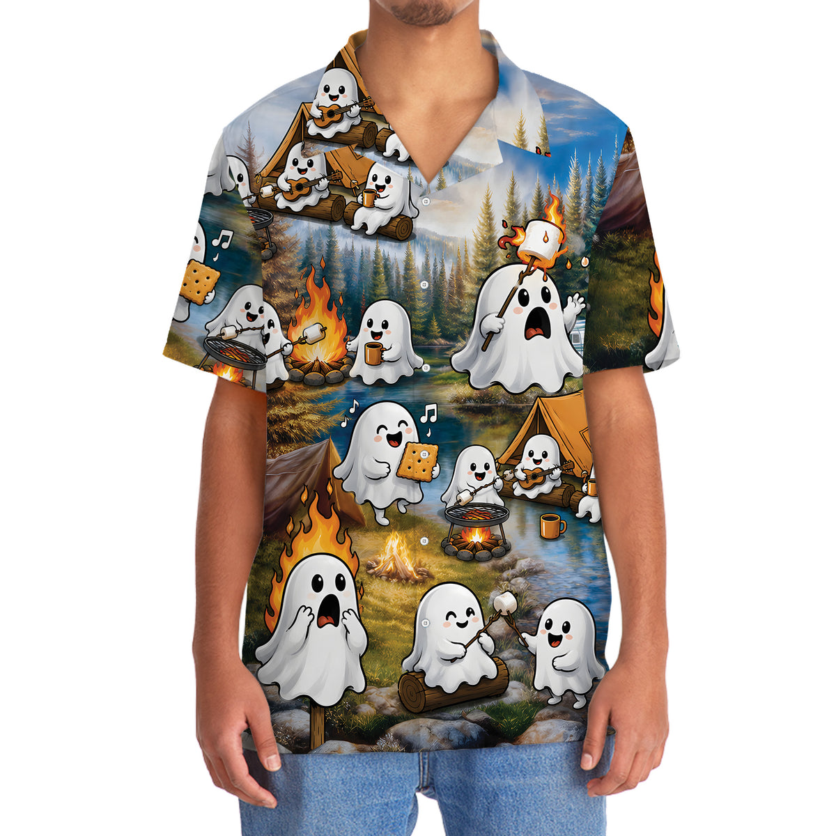 Vintage Ghost Camping Hawaiian Shirt