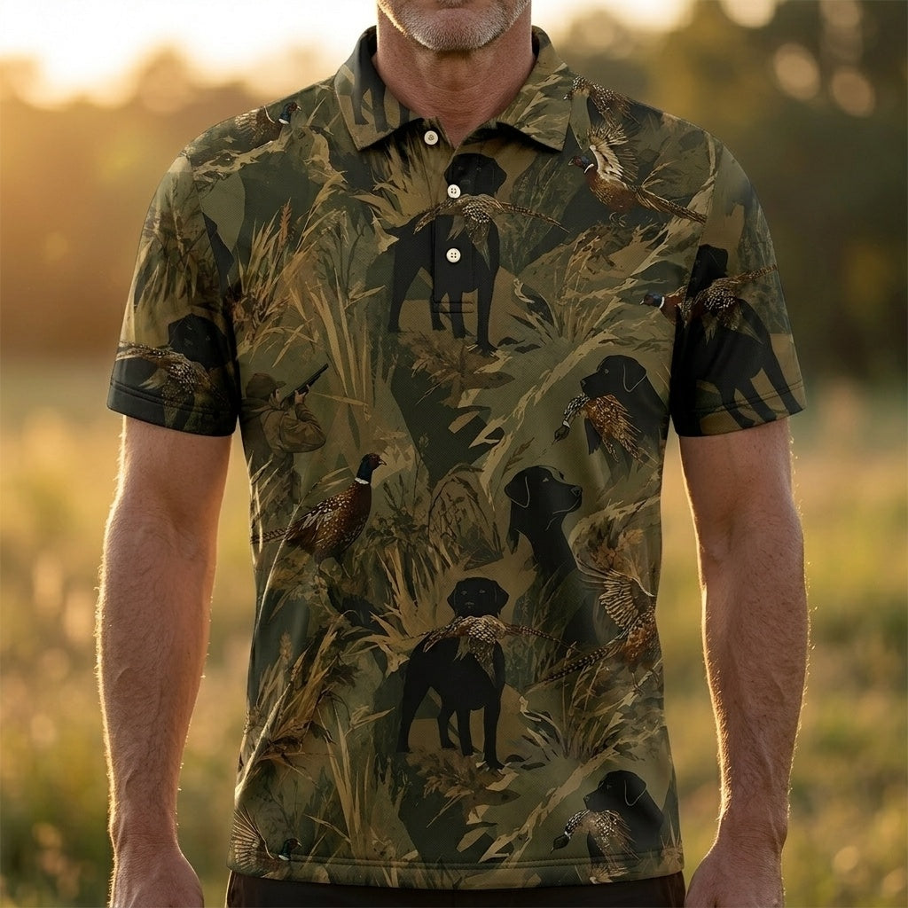 Wild Pheasant Retriever Camouflage Polo Men Shirt