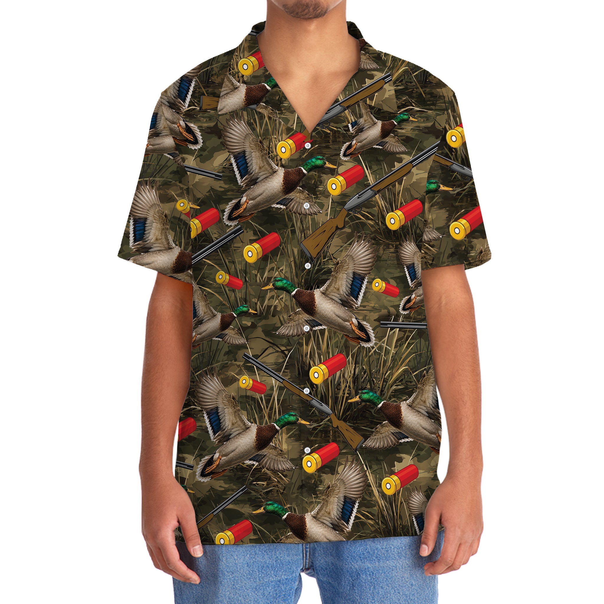 Vintage Camouflage Duck Hunting Hawaiian Shirt