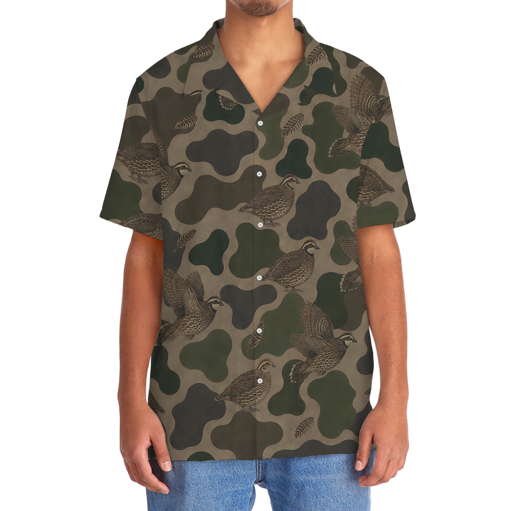 Camouflage Quail Hunting Hawaiian Shirt