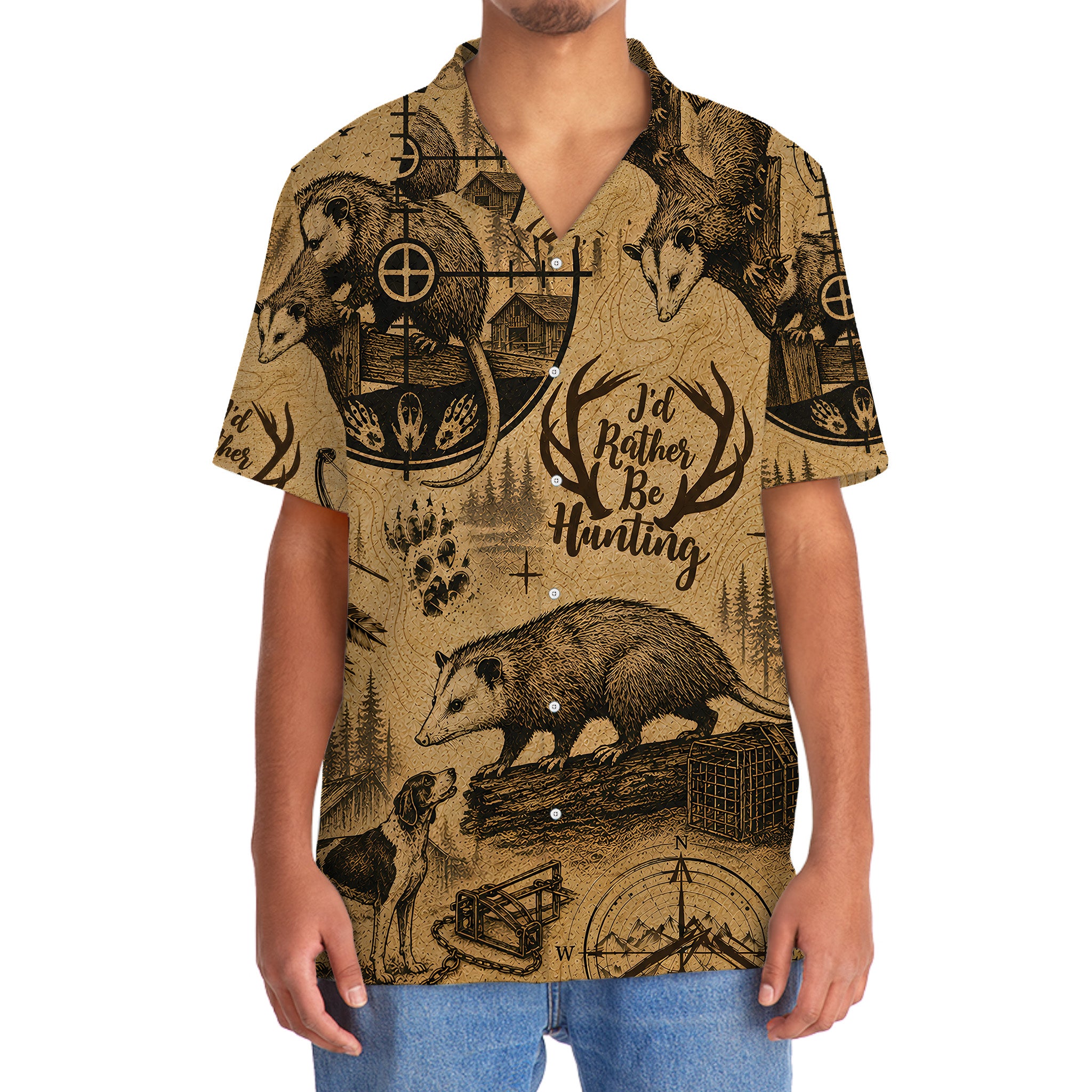 Opossum I'd Rather be Hunting Hawaiian Shirt