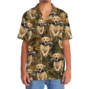 Camouflage Yellow Labrador Retriever Running With Mallard Duck Hawaiian Shirt