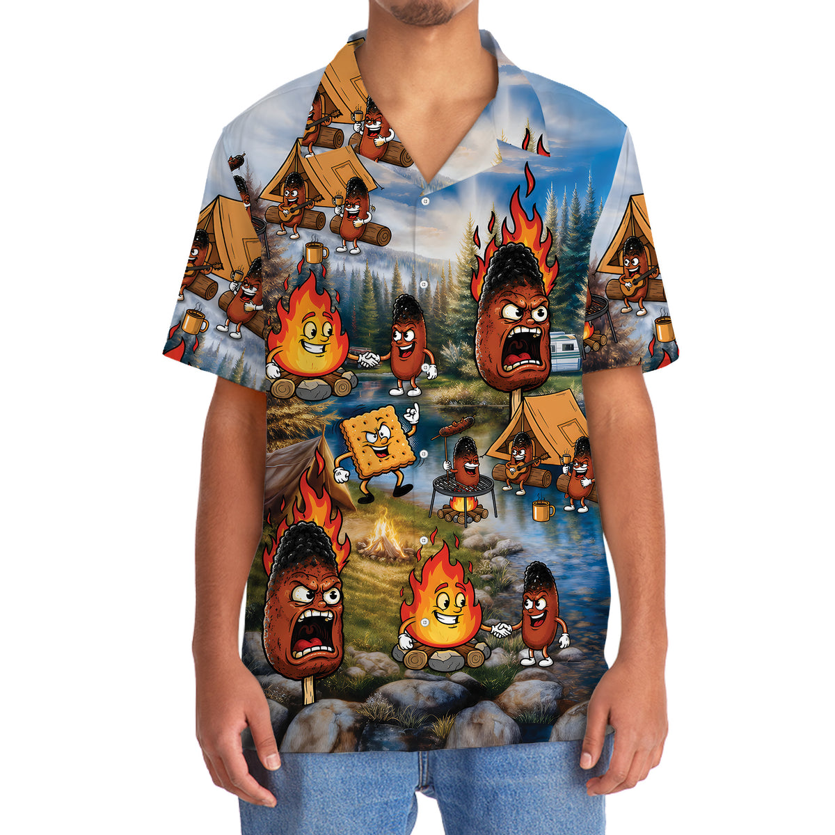 Burnt Weiner Funny Camping Hawaiian Shirt