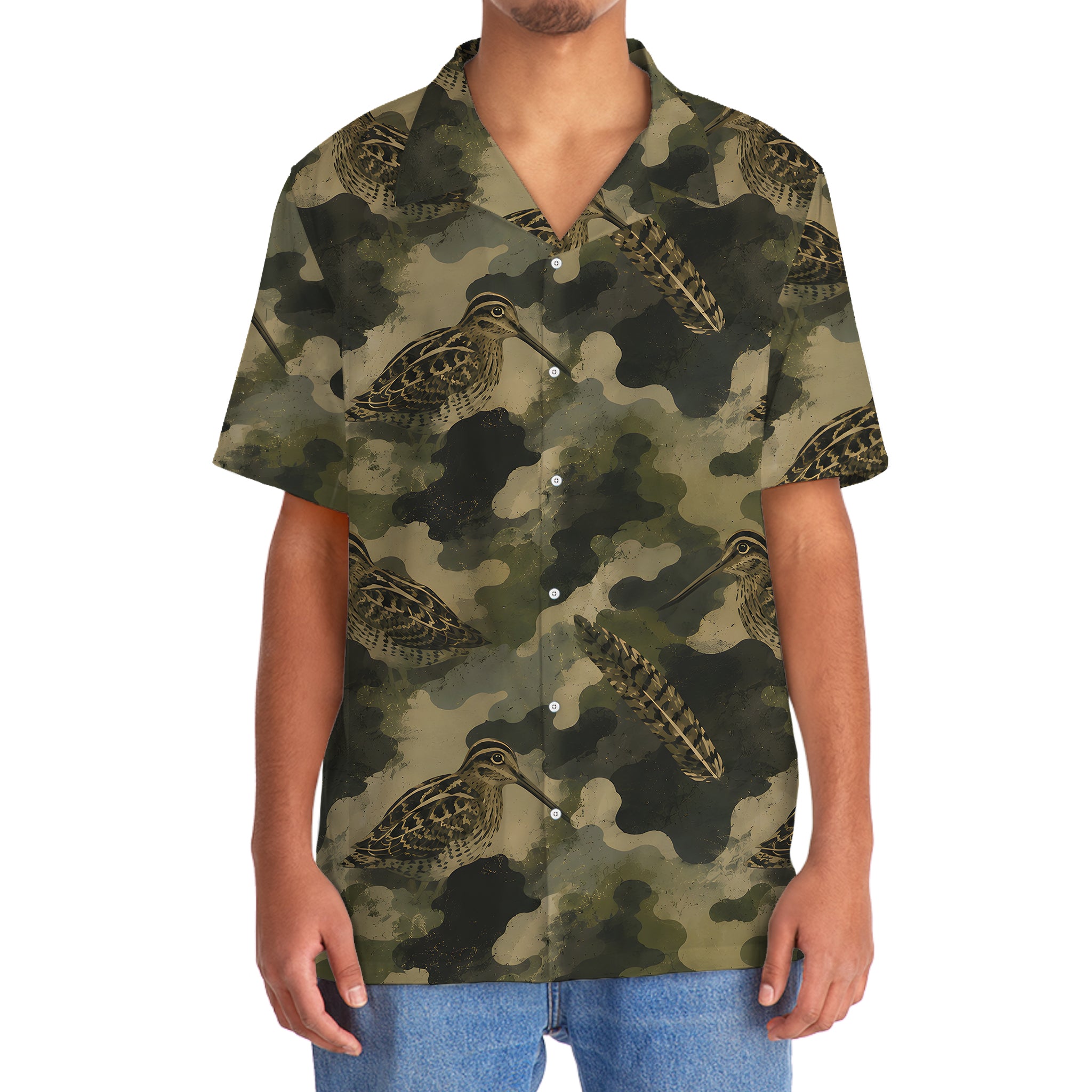 Snipe Camouflage Graphic Pattern Hawaiian Shirt