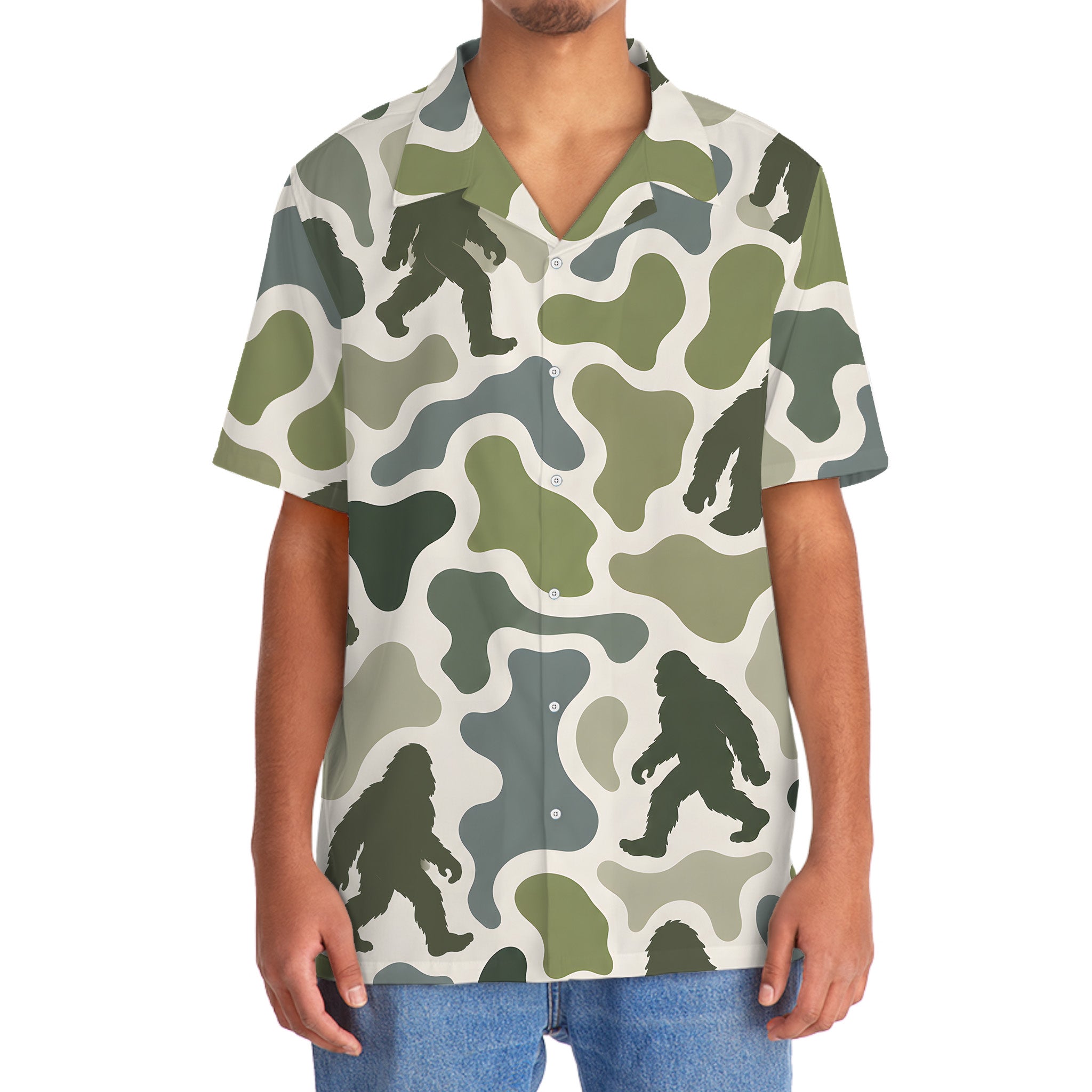 Bigfoot Camouflage Hunting Funny Pattern Hawaiian Shirt