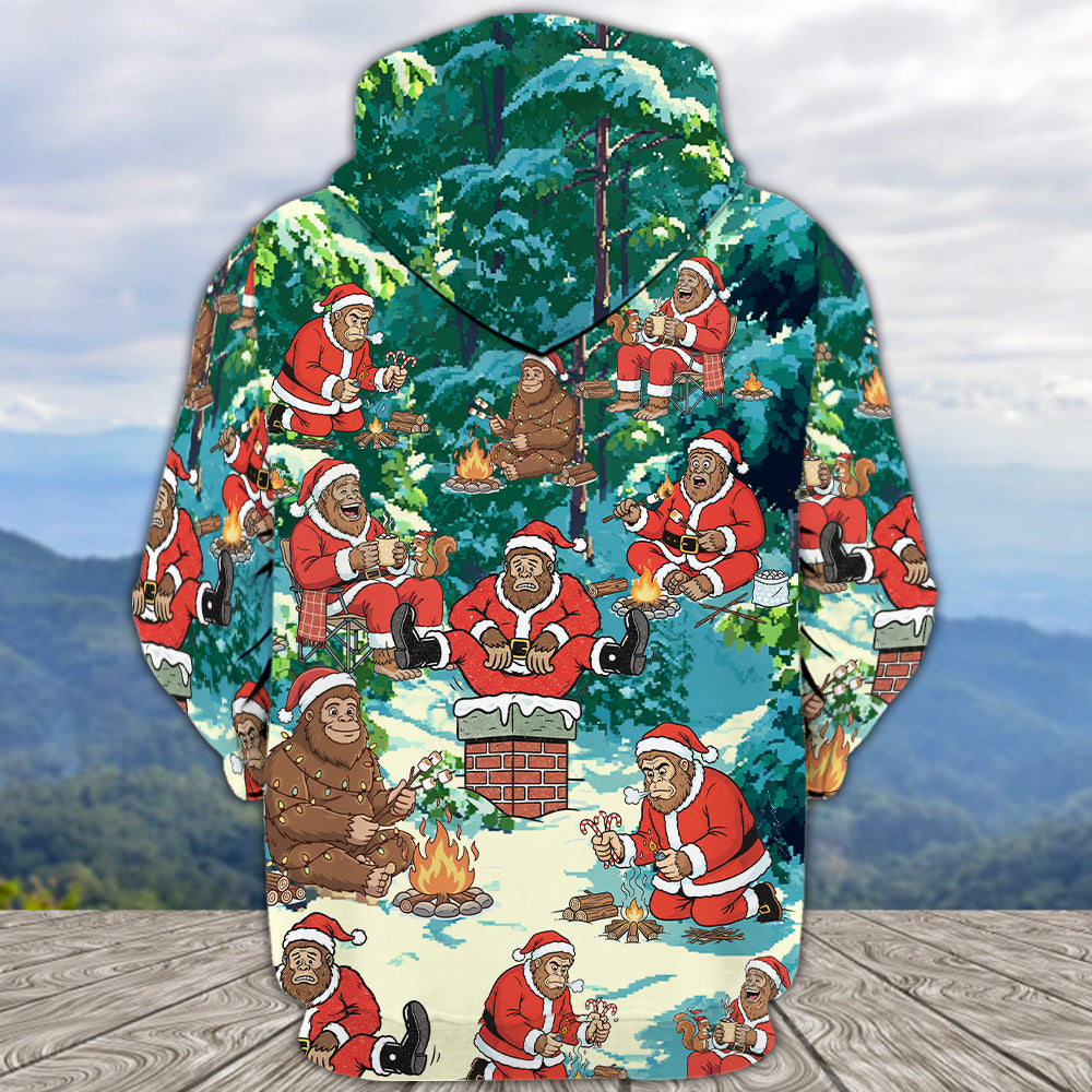 Bigfoot Camping Xmas All Over Print Shirt