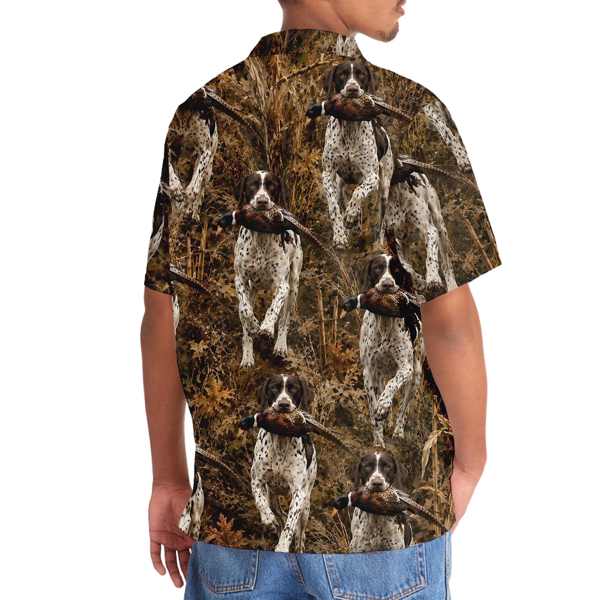 Camouflage English Pointer Running With Pheasant Hunting Hawaiian Shirt