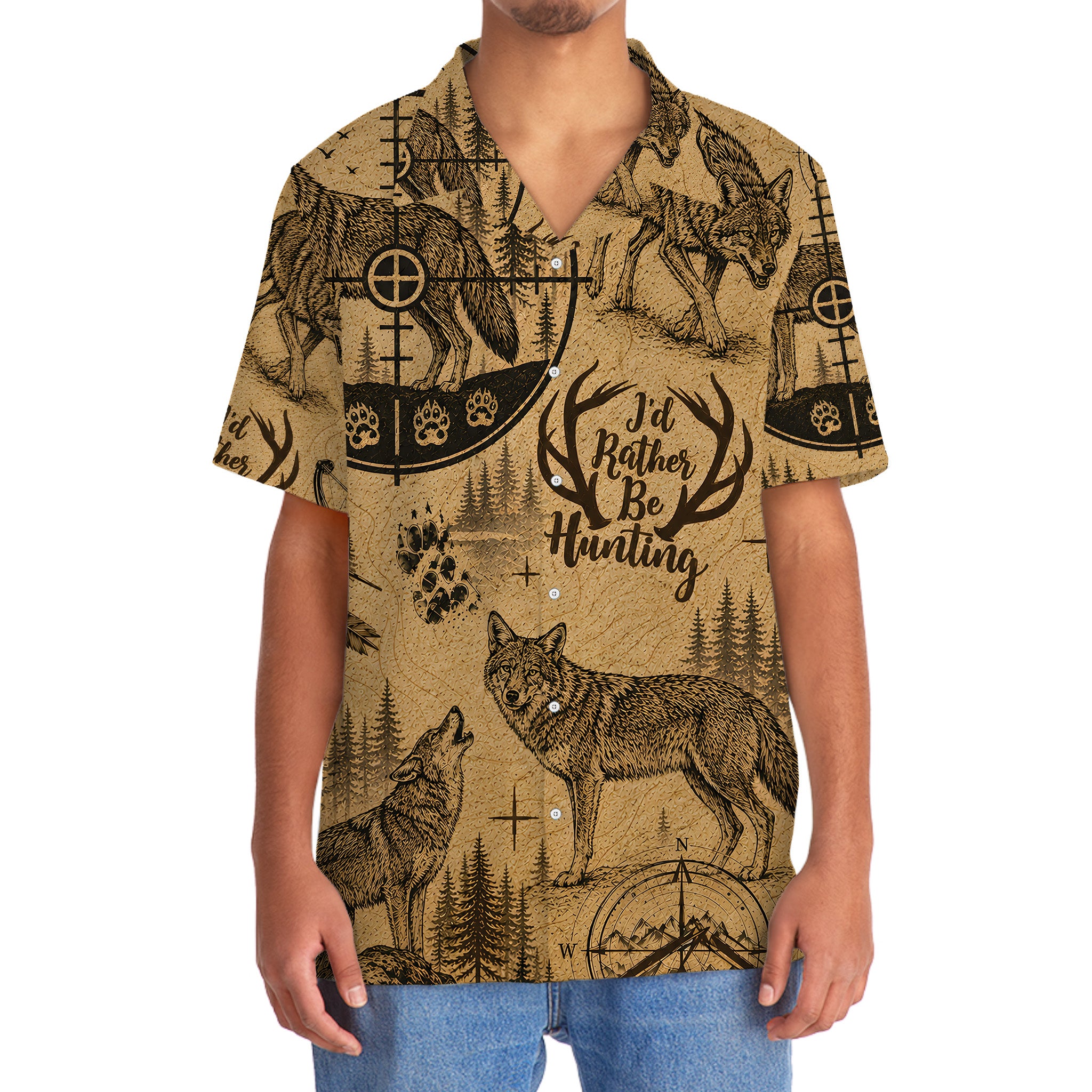 Coyote I'd Rather Be Hunting Hawaiian Shirt