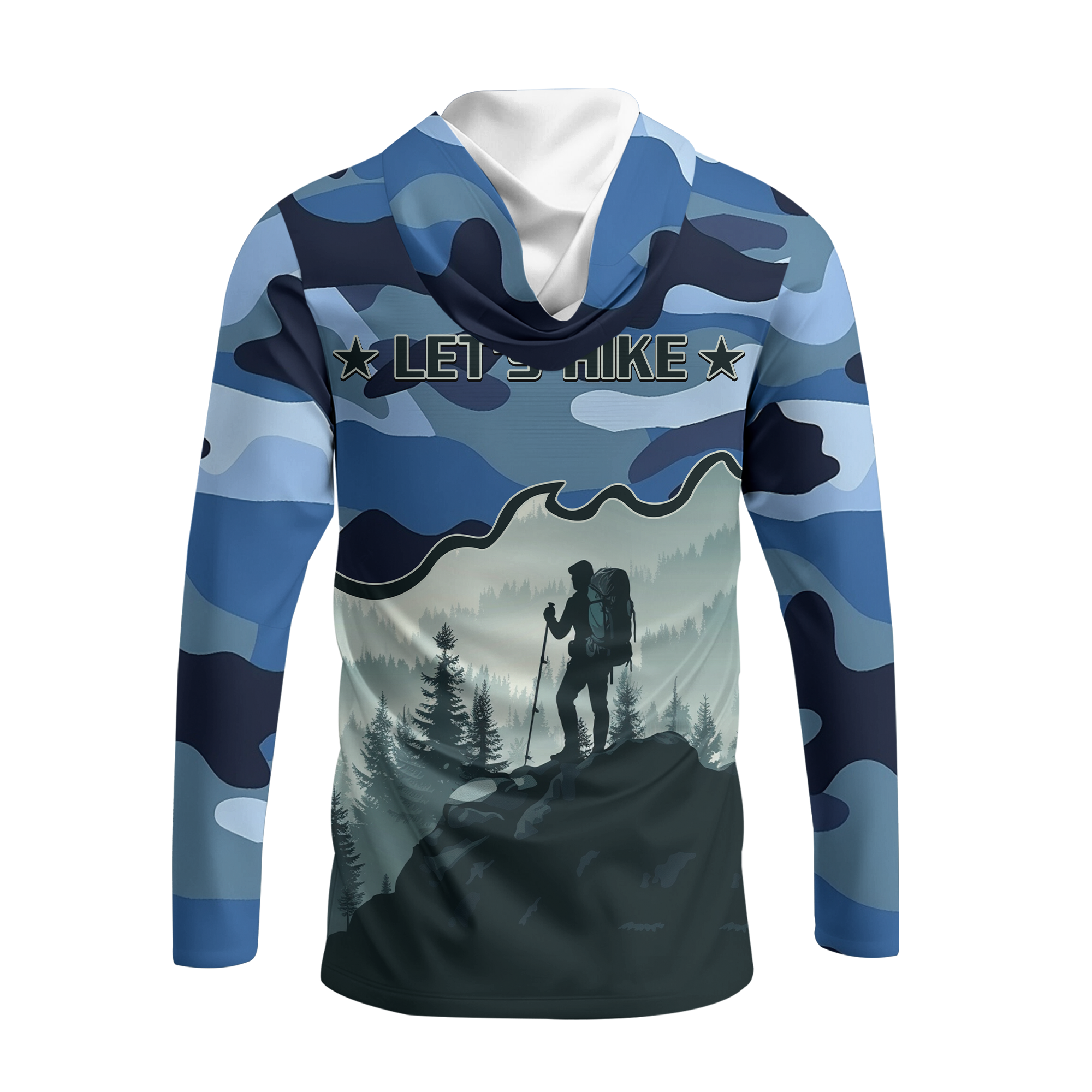 Hiking Mountain Blue Camo All Over Print Shirt