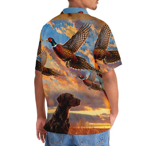 Pheasant Hunting with German Shorthaired Pointer Hawaiian Shirt