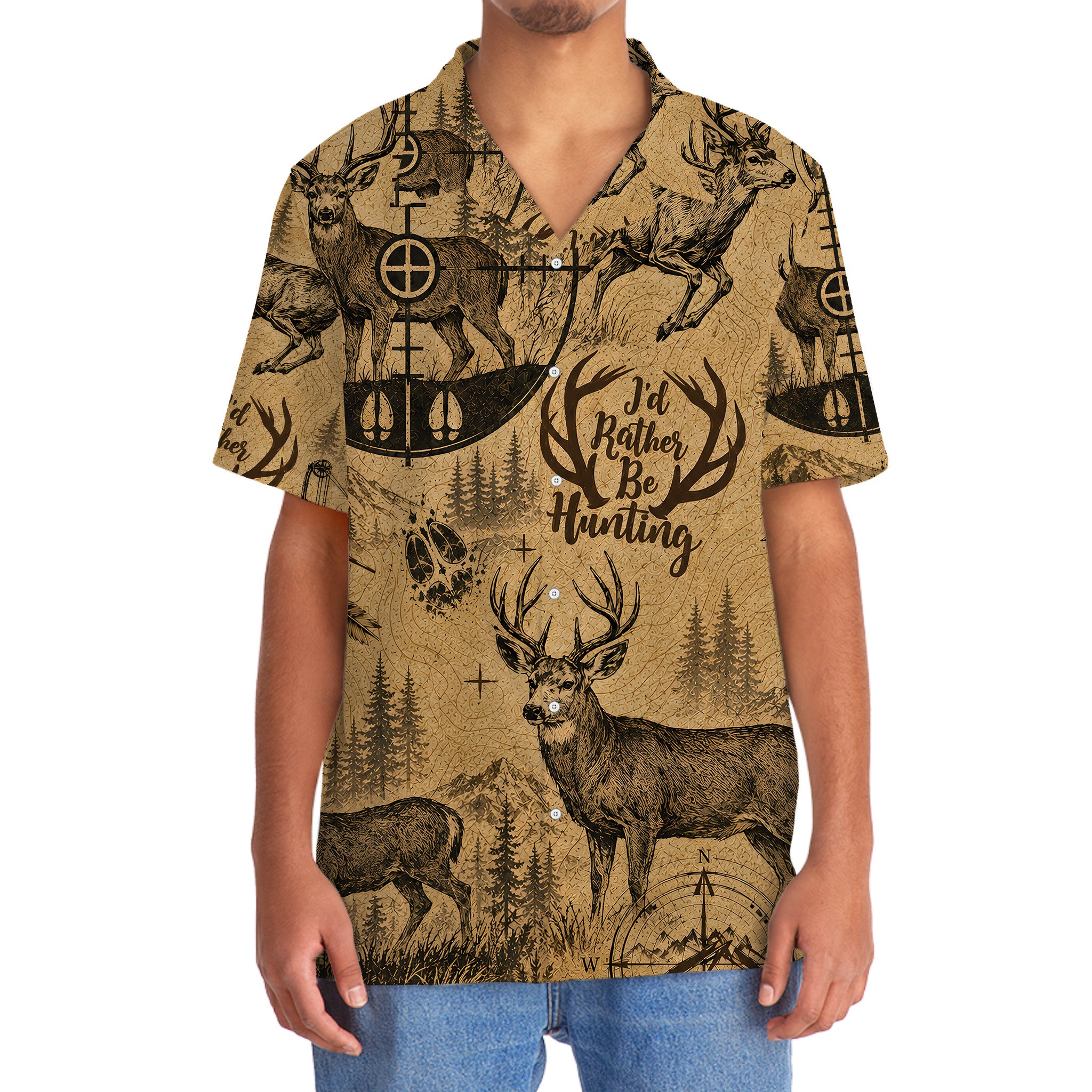 Mule Deer I'd Rather be Hunting Hawaiian Shirt