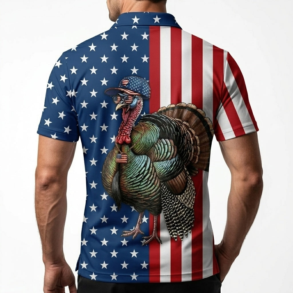 America Wild Turkey Hunting Funny Men Polo Shirt