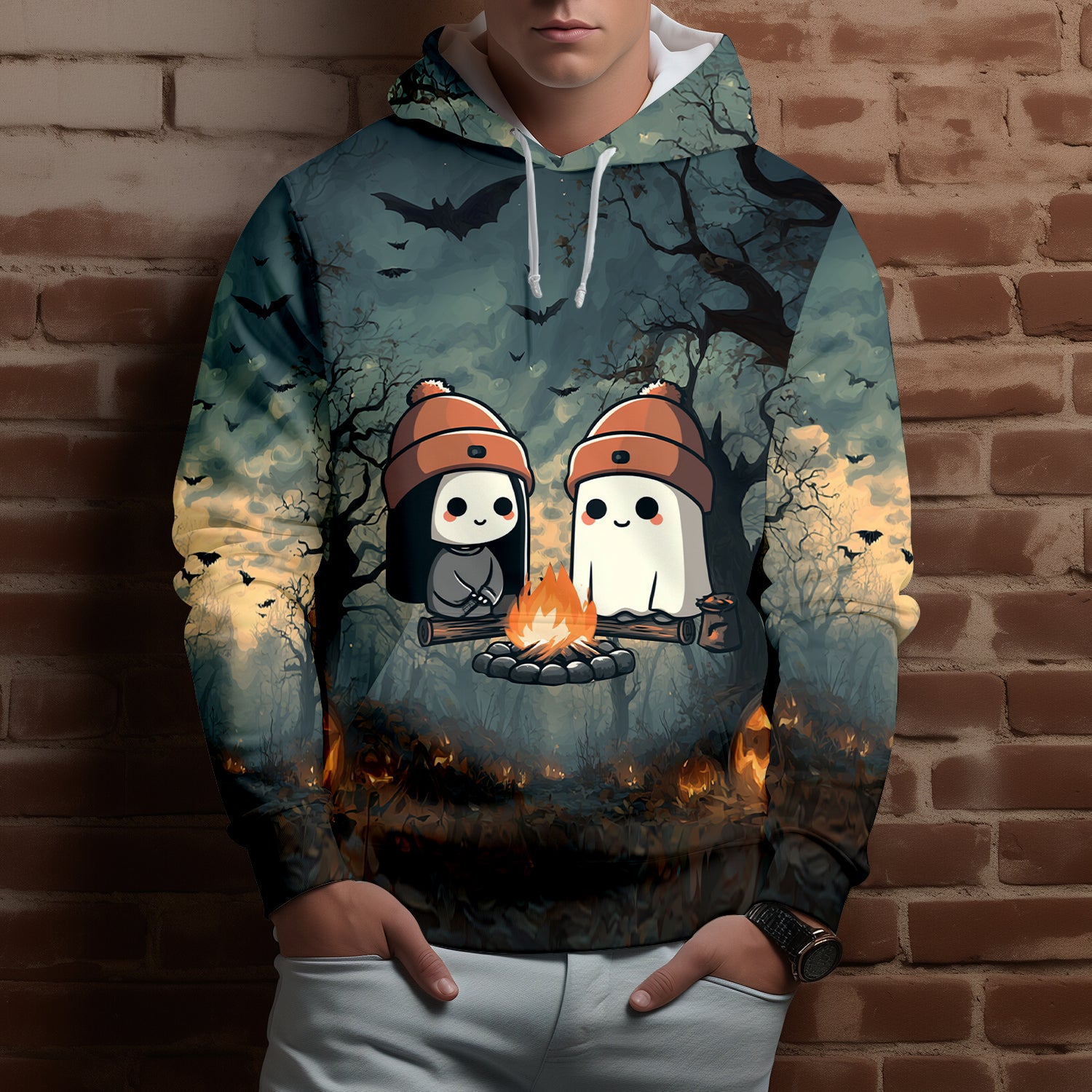 Cute Ghost Camping Crew All Over Print Shirt