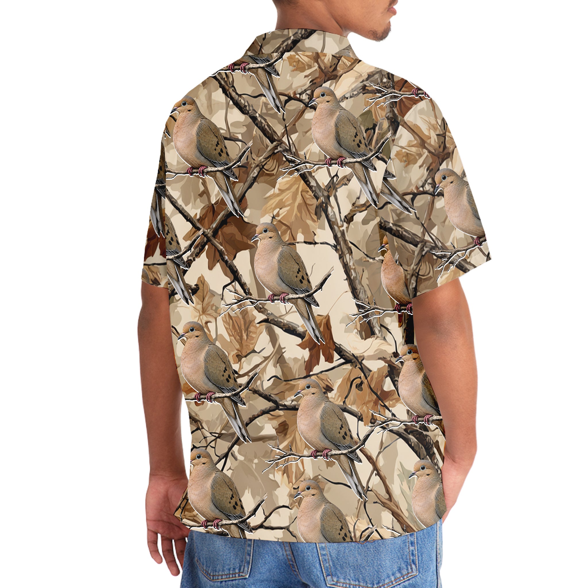 Camo Tree Branches Morning Dove Hawaiian Shirt