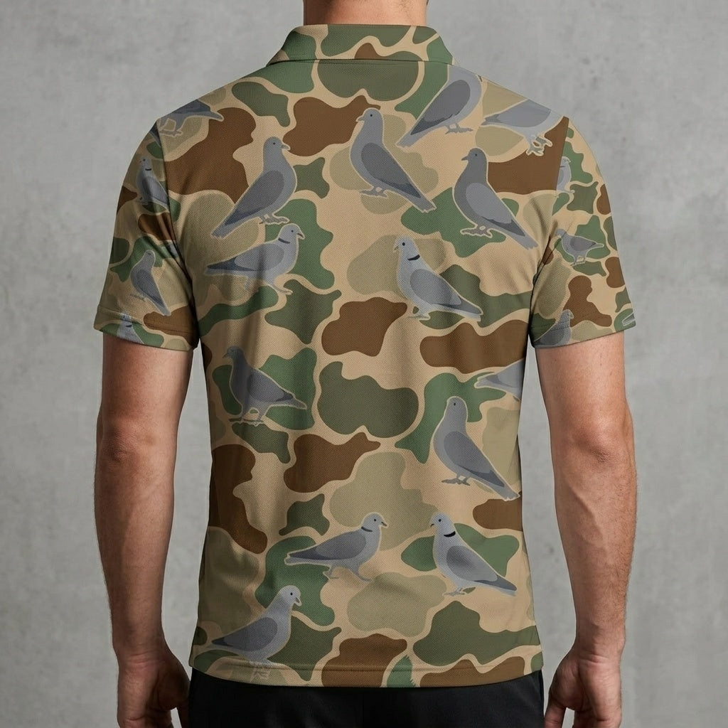 Dove Hunting Camouflage Pattern Men Polo Shirt
