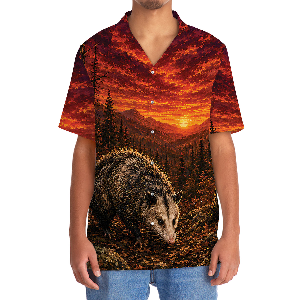 Opossum Hunting Burnt Sky Hawaiian Shirt