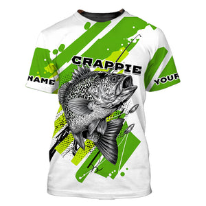 Custom Name Crappie Fish Green All Over Print Shirt